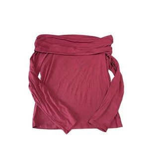 Sanctuary Off-Shoulder Long Sleeve Top in Burgundy I Size: XL